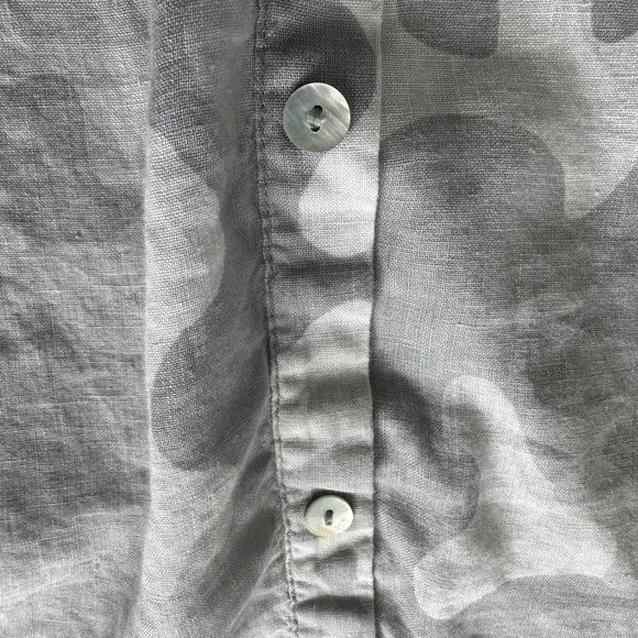 C&C California Beachy Grey Camo 100% Linen Hooded Tunic Plus Sz. 1X Button Back - Picture 8 of 10